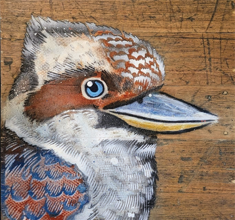 Mixed Media artwork by Robert de Haan titled Kookaburra.