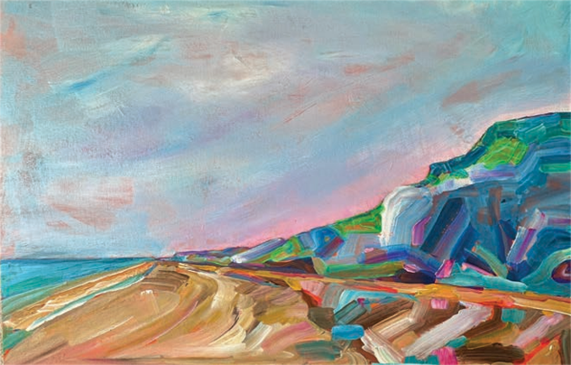 Fiona Hyland, Seaford Symbolic, acrylic, 50x76 cm, 2025.