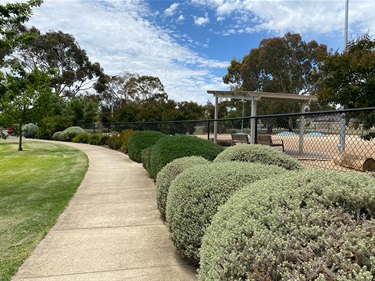 Dinton Farm  path between irrigated grass and all dog park