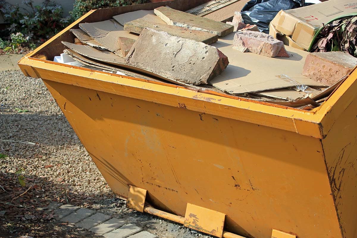 Temporary mini skip/storage container on council road verge City of ...